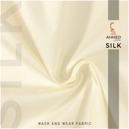 SILK Off White Unstitched Fabric “Wash’N’Wear”