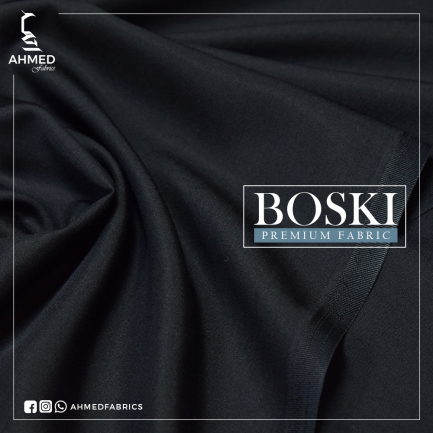 SPUN SILK Black Unstitched Fabric Boski