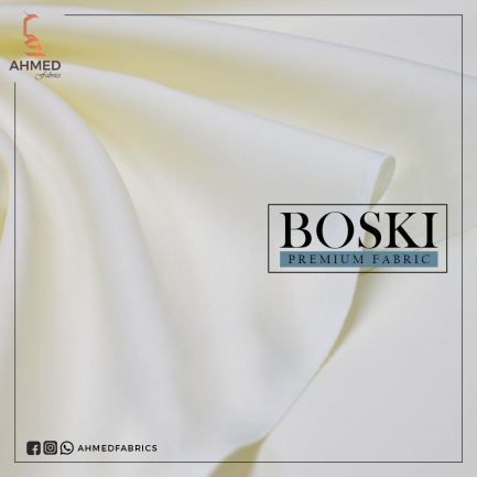 SPUN SILK Light Cream Unstitched Fabric Boski