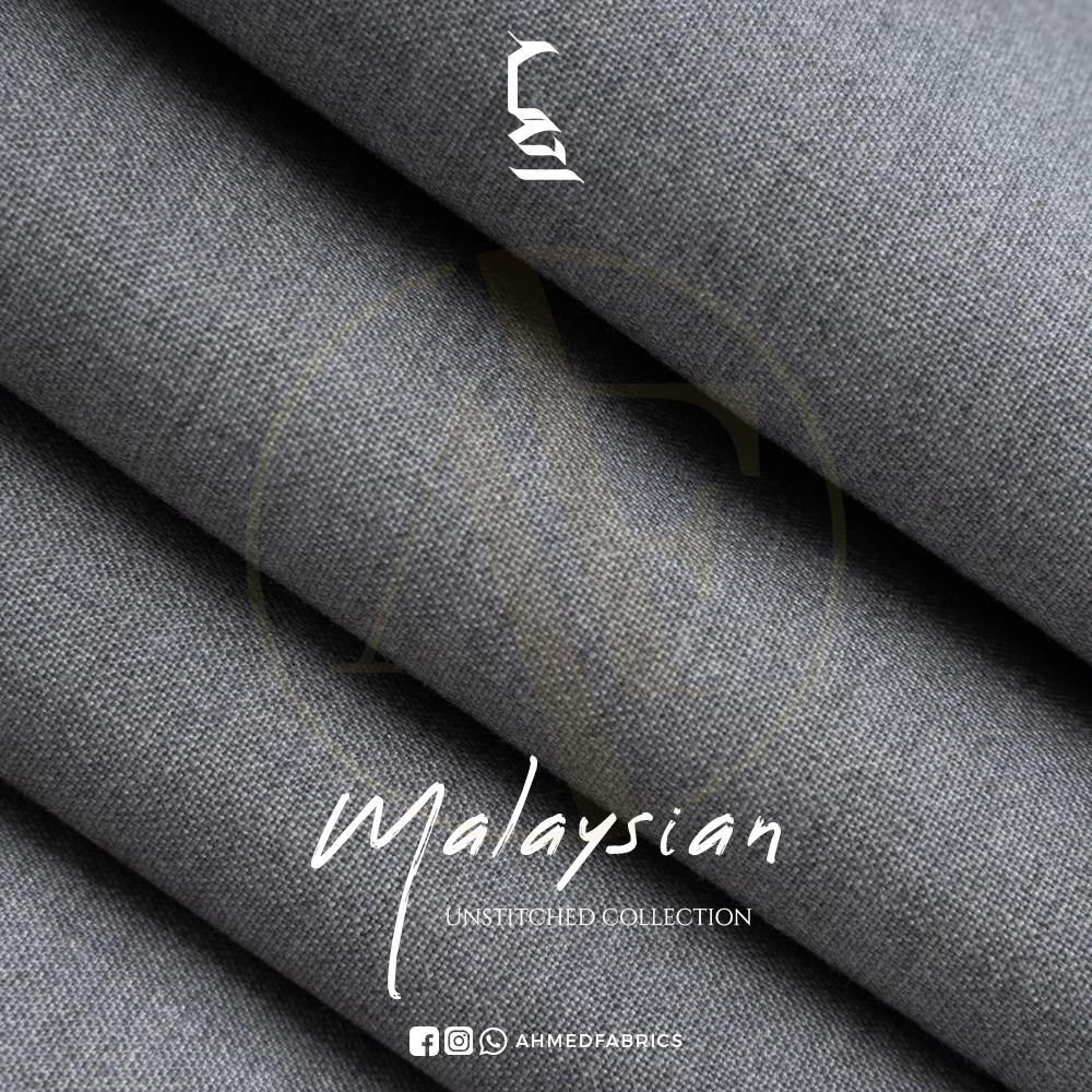 Malaysian Grey Unstitched Shalwar Kameez Ahmed Fabrics